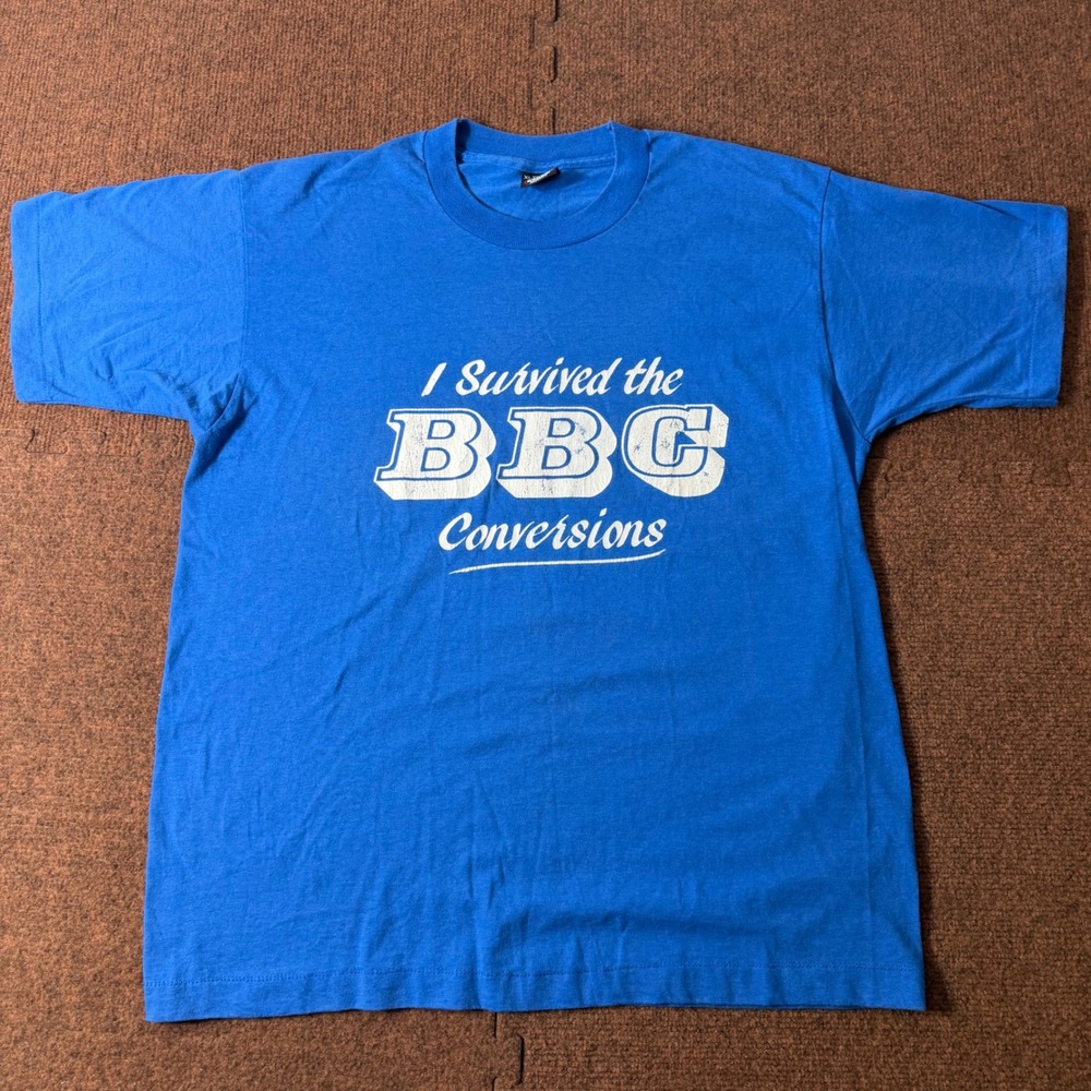 Vintage Screen Stars Best I Survived the BBC Conversions T-Shirt Blue XL‎ USA B+